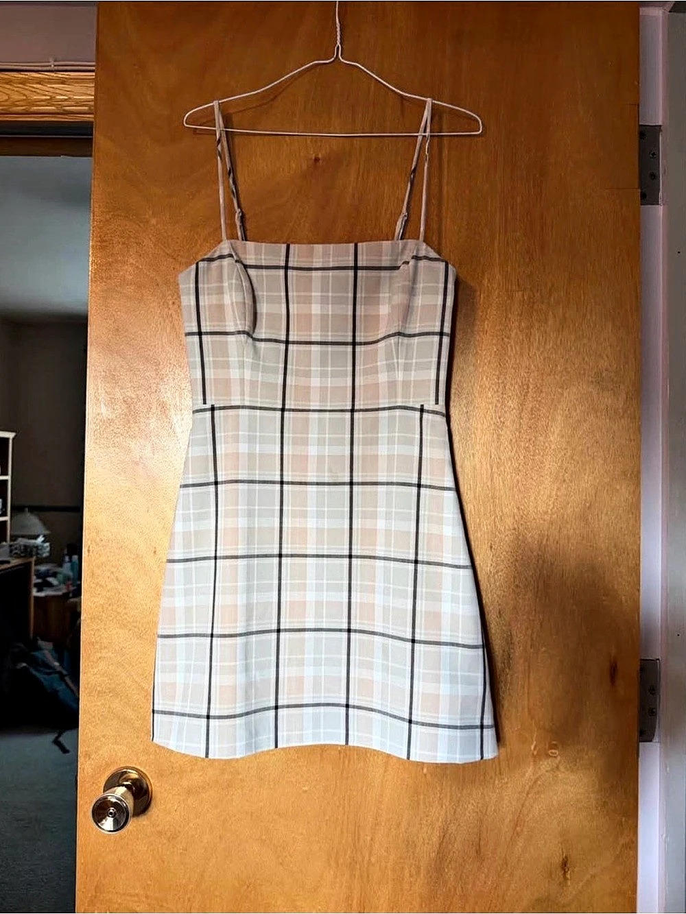 Wilfred Aritzia Plaid Square Neck Mini Dress – Size 8